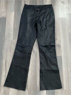 Vs2 Black Vintage Genuine Leather Flared Pants